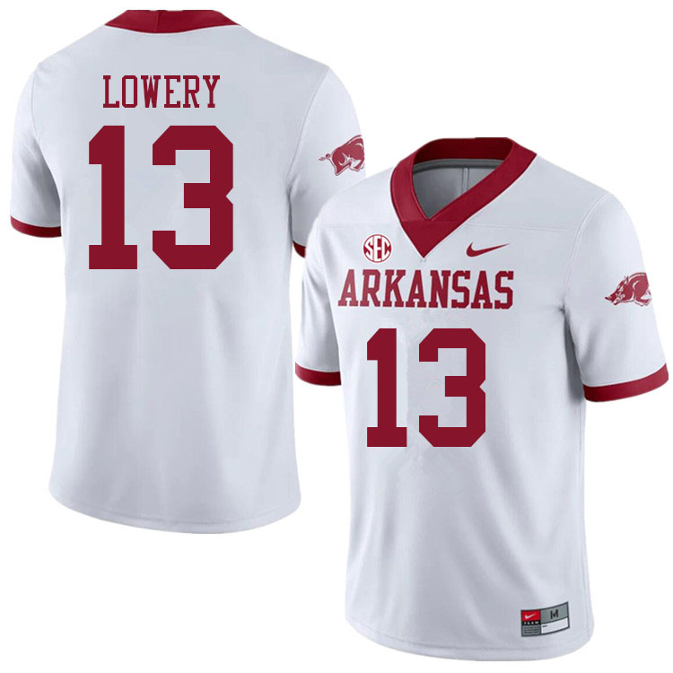 Men #13 Chase Lowery Arkansas Razorbacks College Football Jerseys Sale-Alternate White - Click Image to Close